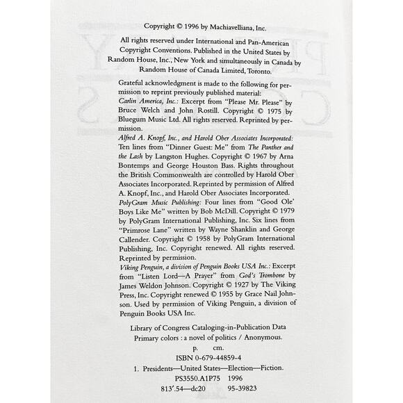 Primary Colors: A Novel of Politics Book - Picture 7 of 7